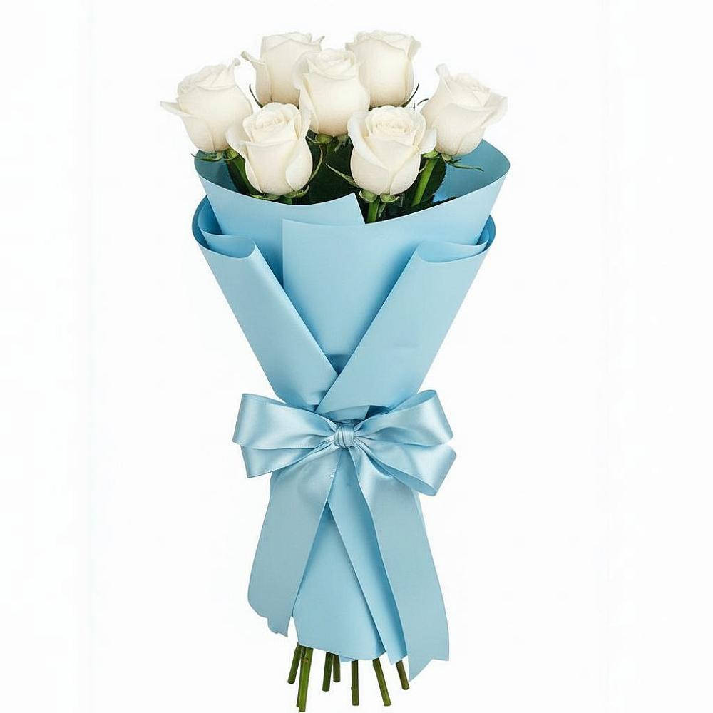 Букет 7 белых роз Проуд в Шебалино
