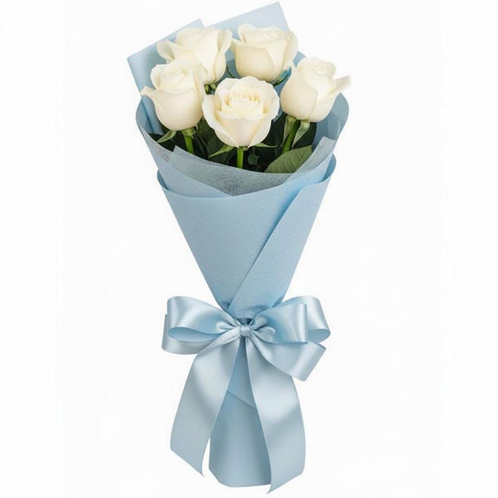 Букет 5 Белых роз Проуд в Шебалино