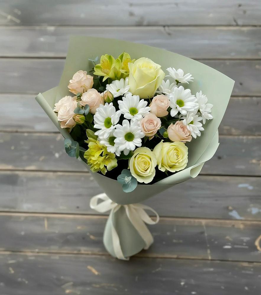 Букет цветов из: Альстромерии, Розы и Хризантемы в Шебалино