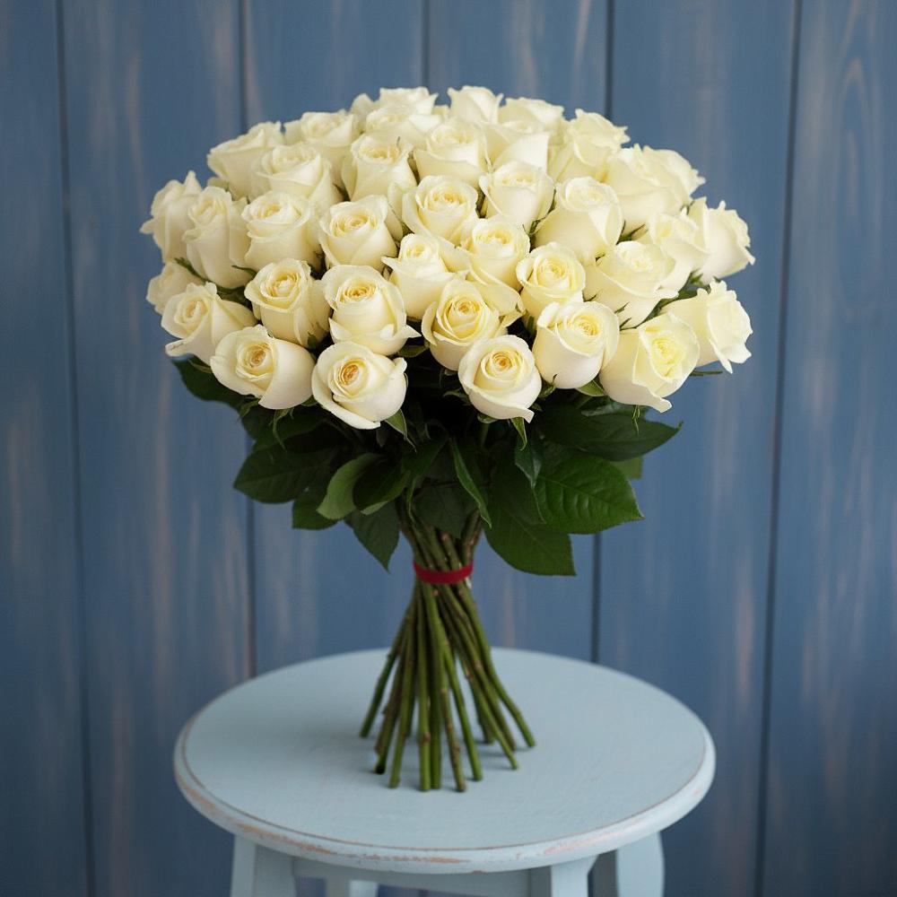 Букет 51 Белая роза Эдлесс Лав в Шебалино