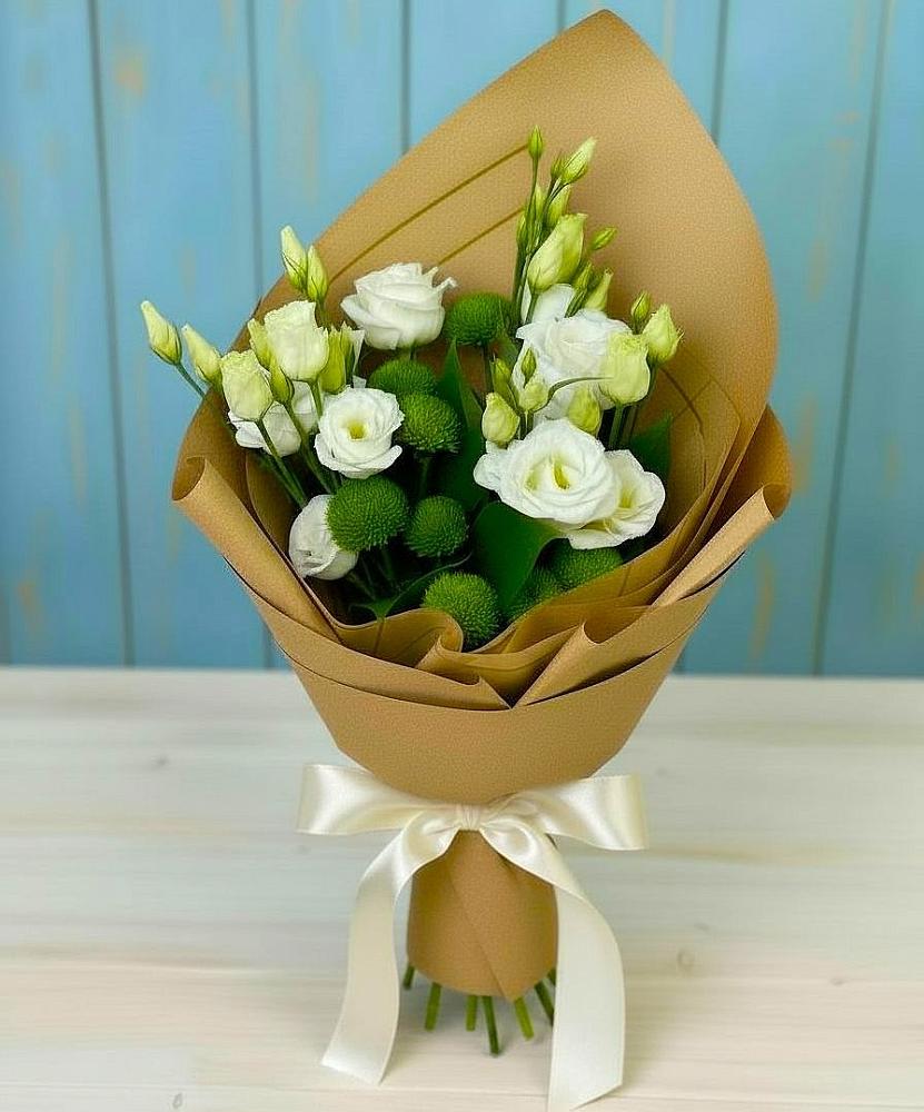 Букет цветов из: Хризантемы и Лизиантусы в Шебалино