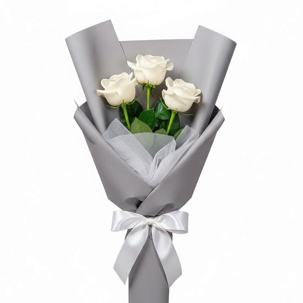 Букет 3 белые розы в Шебалино
