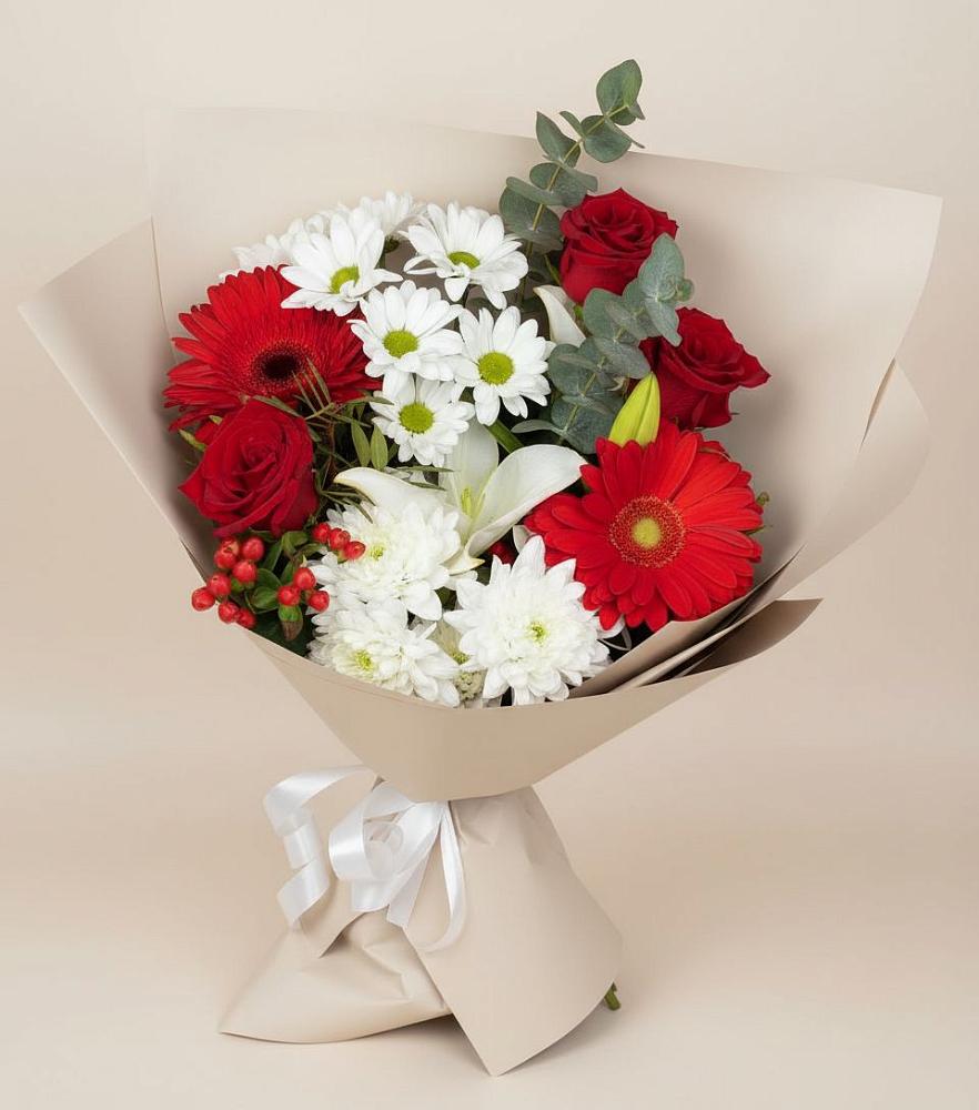 Букет цветов из: Розы, Хризантемы, Герберы и Лилии в Шебалино