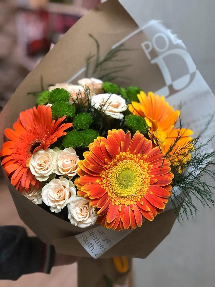 Букет цветов из: Герберы, Хризантемы и Розы в Шебалино
